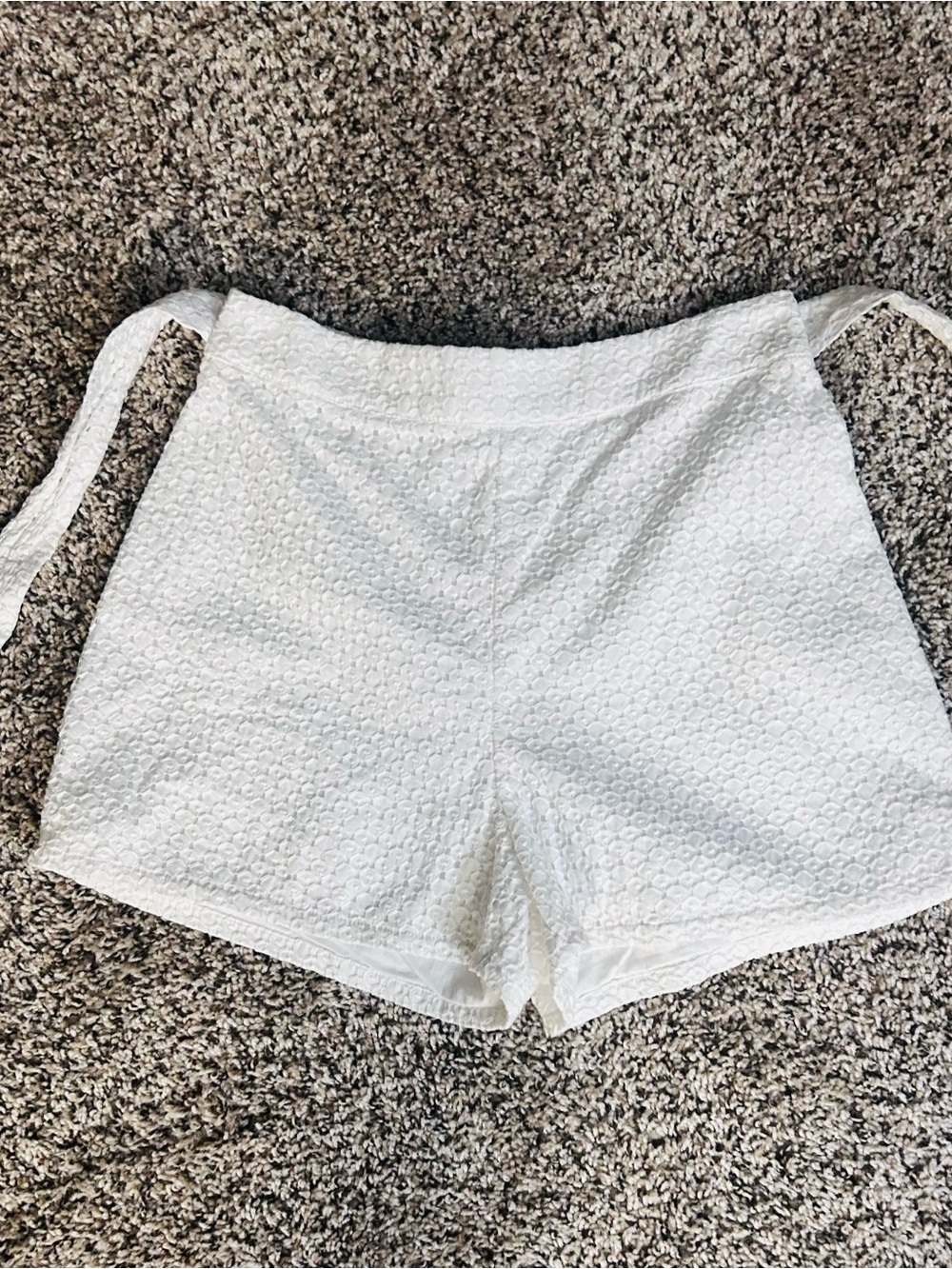 Bebe White Eyelet Tie-Waist High-Rise Shorts